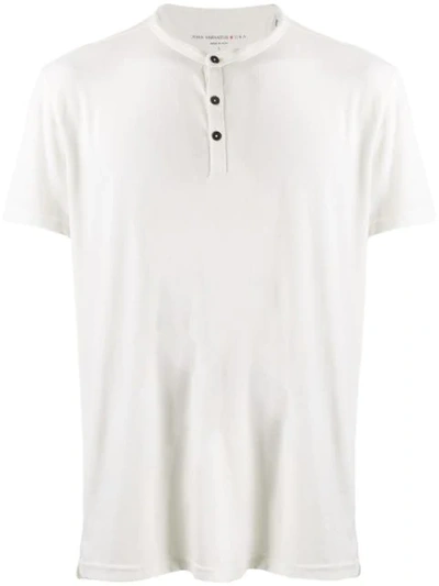 John Varvatos Buttoned Crew Neck T-shirt In White