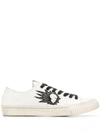 John Varvatos Skull Embroidered Sneakers In 100 White