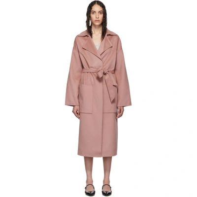 Nanushka Alamo Wool And Silk Coat In Dusty Pink