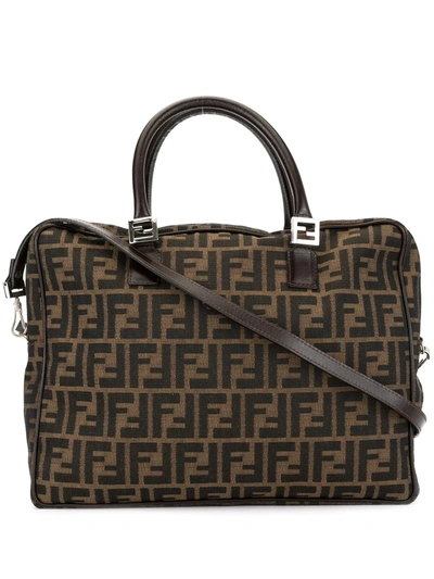 Pre-owned Fendi 1990s Zucca Pattern 2-way Top-handle Bag In Brown