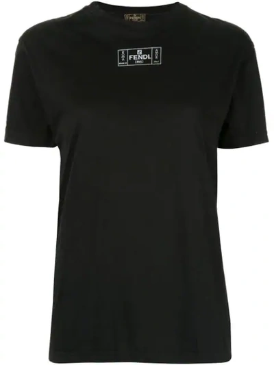 Pre-owned Fendi Logo Print T-shirt In Black