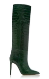 Paris Texas Women's Croc-embossed Leather Knee Boots In Green