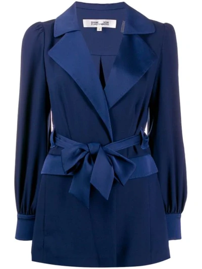 Diane Von Furstenberg Stassie Satin Crepe Drawstring Jacket In Blue