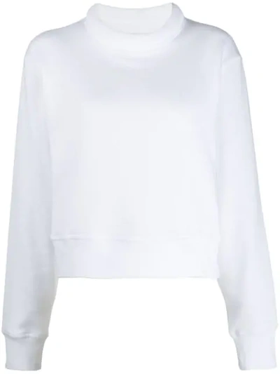 Maison Margiela Cropped High Neck Sweatshirt In White