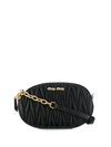 Miu Miu Matelassé Logo Crossbody Bag In Black