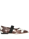 Burberry Logo Detail Cow Print Leather Flats