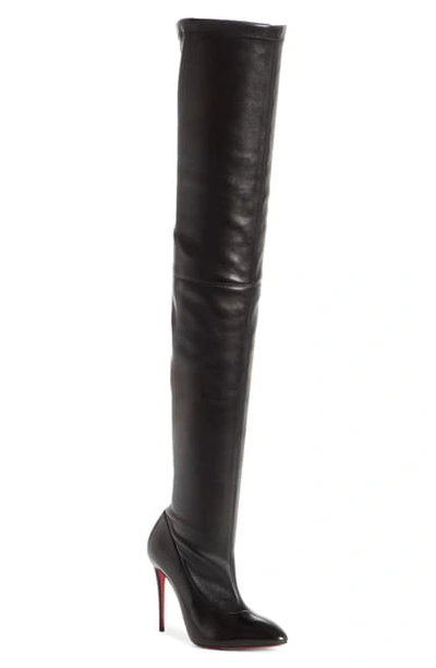 Christian Louboutin Eloux Over-the-knee Stretch Leather Boots In Black