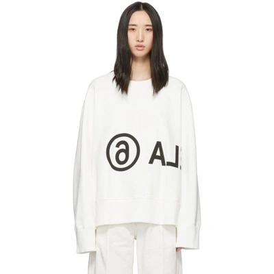 Mm6 Maison Margiela Printed Logo Oversized Sweatshirt In White