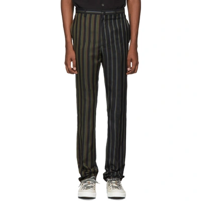 Lanvin Black Striped Trousers In 4710 Gry Bl