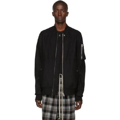 Rick Owens Black Flight Bomber Jacket In 09 Black