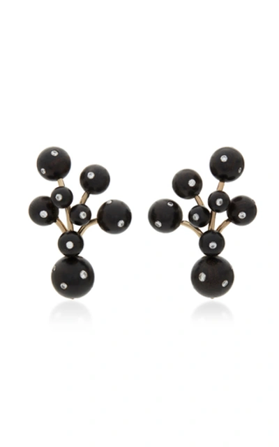 Sorab & Roshi Black Berry 18k Gold, Ebony And Diamond Earrings