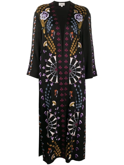 Temperley London Effie Embroidered Kimono Coat In Black