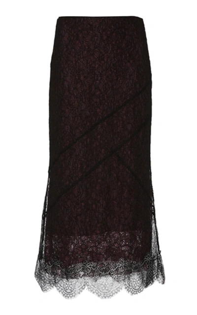Anais Jourden Two-tone Lace Midi Skirt In Black