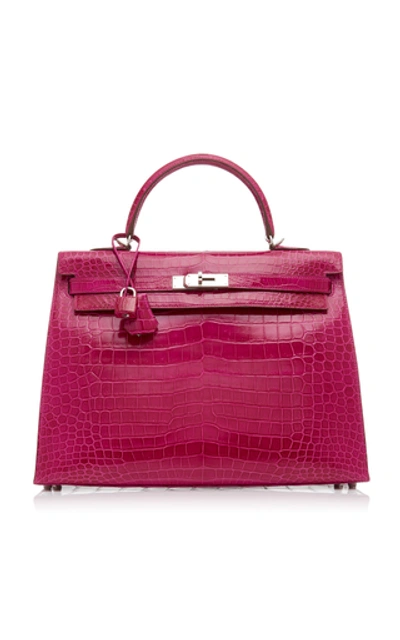 Hermã¨s Vintage By Heritage Auctions Hermès 35cm Rose Scheherazade Porosus Crocodile Sellier Kelly In Pink