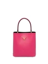 Prada Small Double Leather Bucket Bag In Magenta