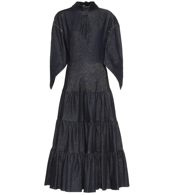 tiered denim dress