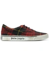 Palm Angels Distressed Plaid Low-top Sneakers In Red