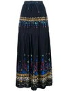 Sacai Tribal Lace Printed Maxi Skirt In Blue