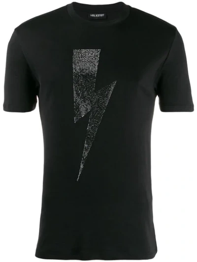 Neil Barrett Rhinestone Thunderbolt T-shirt In Black