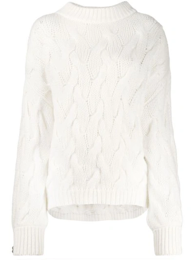 Brunello Cucinelli Cashmere Cable-knit Monili-cuffed Oversized Sweater In White