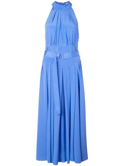 Diane Von Furstenberg Nicola High-neck Belted Silk Dress In Pastel Blue