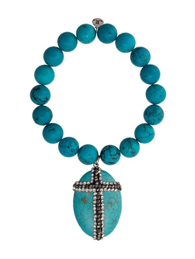 Lord And Lord Designs Cross Embellished Pendant Bracelet - Blau In Blue
