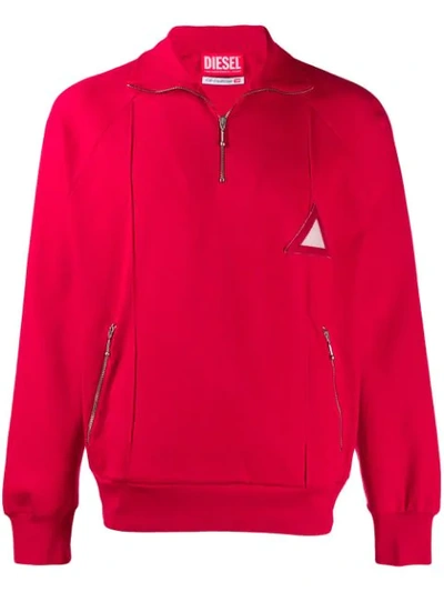 Diesel Red Tag Patch Track Sweatshirt In Red