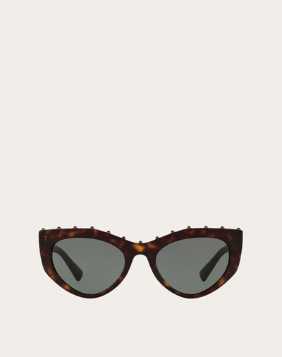 Valentino Occhiali Cat-eye Acetate Sunglasses With Studs In Brown