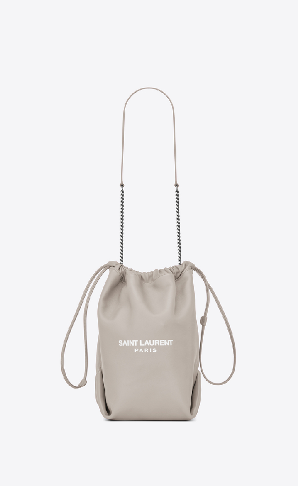Saint Laurent Teddy Bucket Bag In Lambskin In Blanc Vintage Modesens