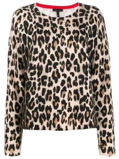 Escada Sanima Leopard-print Wool Crewneck Sweater