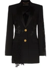 Versace Woven Lace-insert Jacket In Black