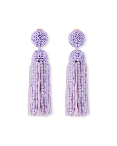 Oscar De La Renta Short Bead & Silk Tassel Clip-on Earrings In Lavender