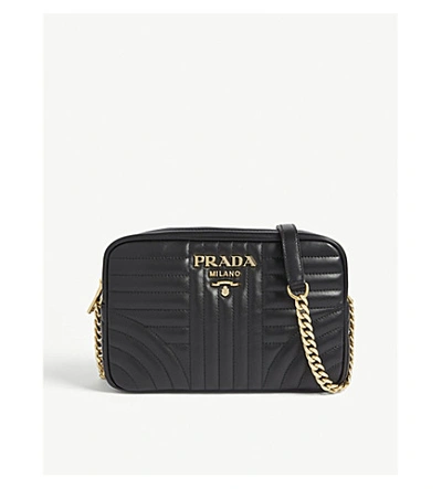 Prada Diagramme Camera Bag In Black Gold