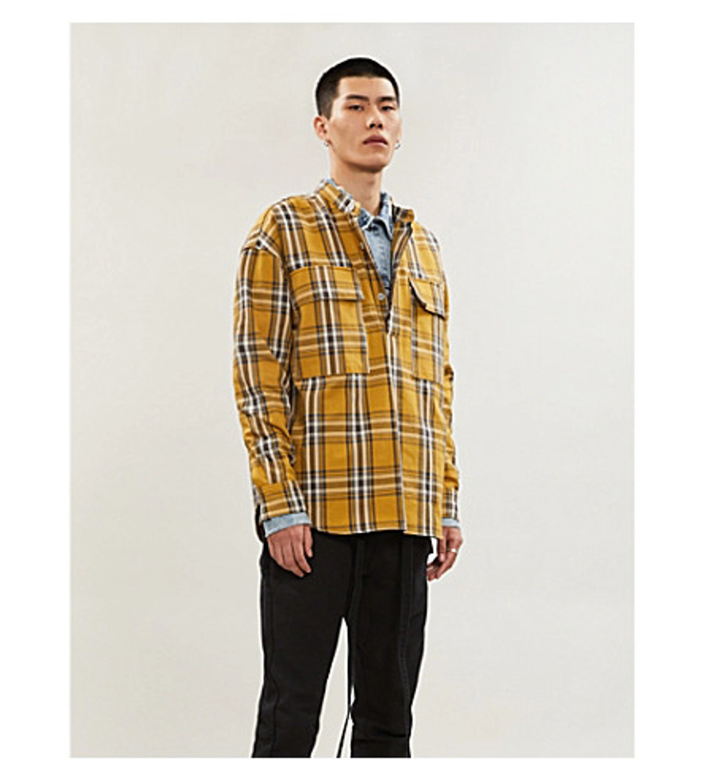 FEAR OF GOD フィアオブゴッド 6TH SIXTH COLLECTION PLAID PULLOVER HENLEY SHIRTS シックスコレクション チェック柄 コットンフランネル プルオーバー長袖シャツ イエロー 13090477_1?w=1024