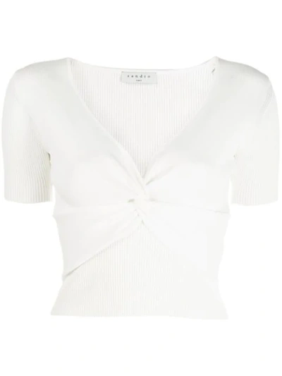 Sandro Serena Stretch-knit Crop Jumper In White