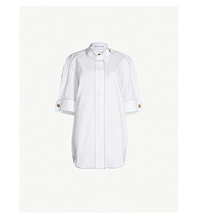 Rejina Pyo Briana Contrast-stitching Cotton-blend Shirt In Cotton Off-white