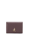 Jimmy Choo Myah Bordeaux Calf Leather Bi-fold Wallet With Jc Logo In Red