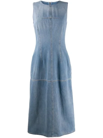 Mm6 Maison Margiela Open-back Panelled Denim Dress In Blue