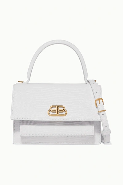 Balenciaga Sharp Xs Lizard-effect Leather Cross-body Bag In White