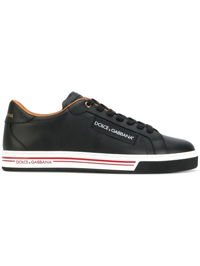 Dolce & Gabbana Portofino Low-top Leather Trainers In Black