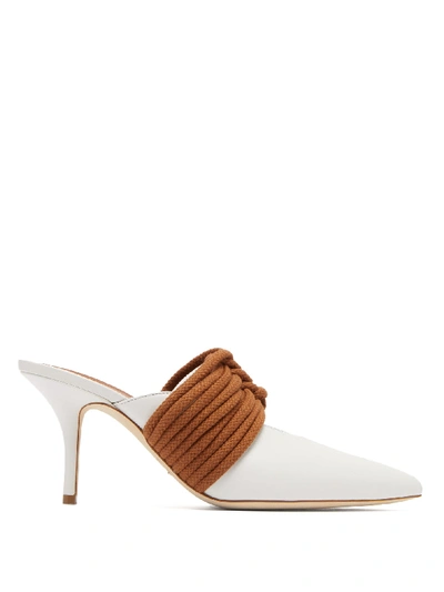Malone Souliers Chi Rope-strap Leather Mules In White/tan