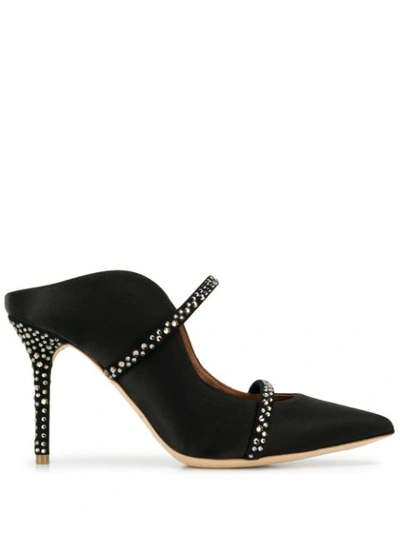Malone Souliers Maureen Crystal-embellished Suede Mules In Black/ Anthracite