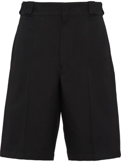 Prada Cotton-twill Chino Shorts In Black