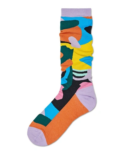 Hysteria By Happy Socks Betty Graphic Cotton Mid-calf Socks In Multi
