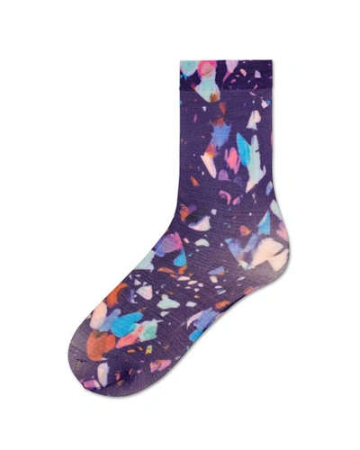 Hysteria By Happy Socks Mia Graphic Ankle Socks In Purple