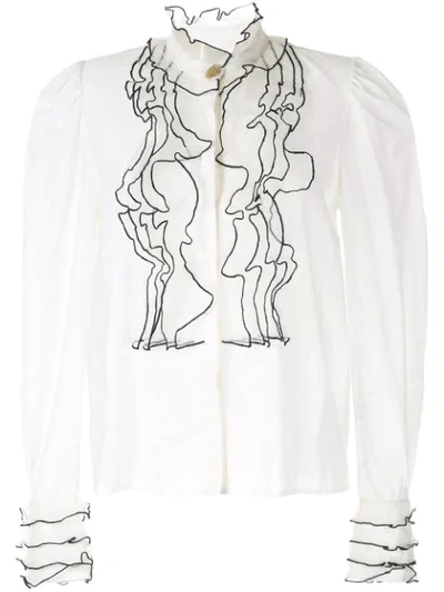 Aje Embroidered Blouse In White