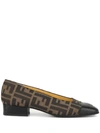 Pre-owned Fendi Zucca Pattern Low-heel Pumps In Brown