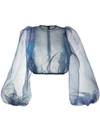 Beaufille Nebula Semi Sheer Tulle Blouse In Blue