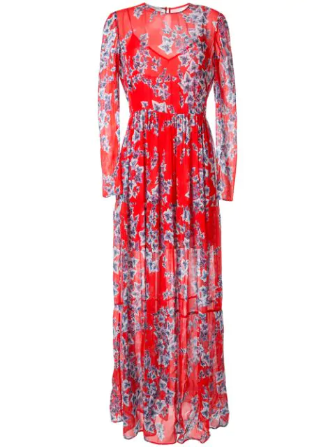 Philosophy Di Lorenzo Serafini Floral-Print Chiffon Maxi Dress In Red ...