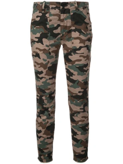 Nili Lotan French Military Cropped Camouflage-print Stretch-cotton Twill Tapered Pants In Brown ,green
